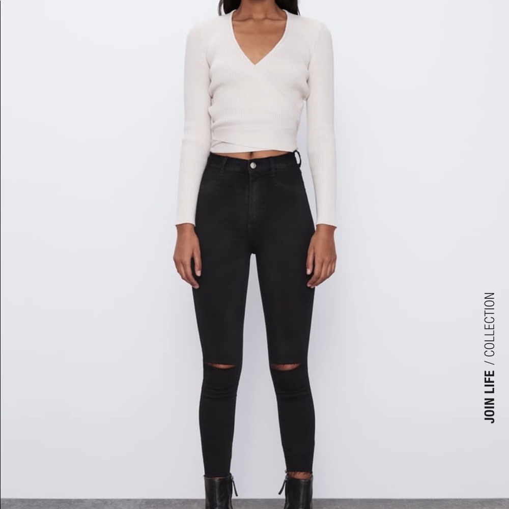 Zara Super Elastic Hi-Rise Ripped  Jeggings NWT
